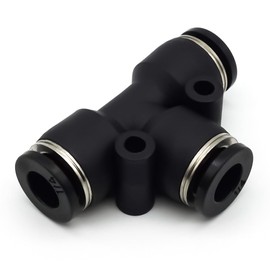 AHFMANG 10PCS Pneumatic Tee Union 1/4" OD 3 Way Push to Connect Fitting