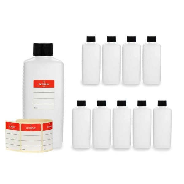 10x 250 ml Octopus Plastic Bottles, HDPE Plastic Bottles with