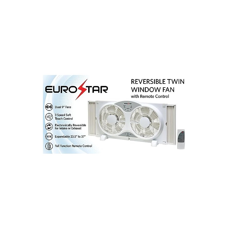 EUROSTAR Twin Window Fan, White, 37"