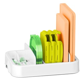 Lid Organizer with 4 Adjustable Dividers, Fits Deep Cabinets & Drawers, Kitchen Storage Solution (10.6" x 7.5 ")