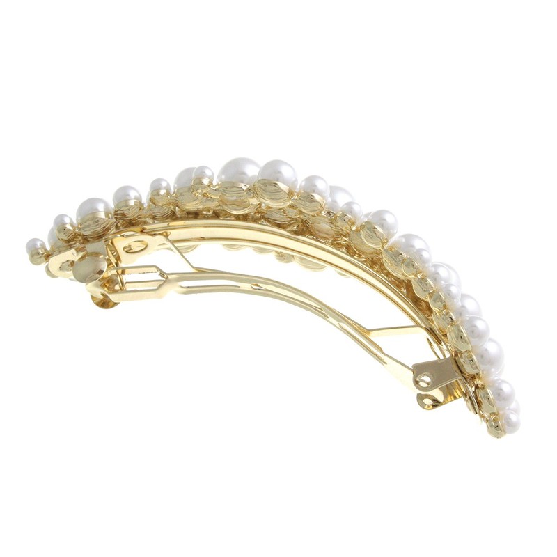 VINGTAINE H7080 Curve Line Volume Pearl Barrette Simple Hair Clip