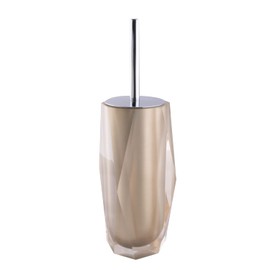 Faceted Toilet Brush, Durable Resin, Discreet Design, Stainless Steel Handle, for Stylish Bathroom Decor, Bronze, 4x16, Sold Individually