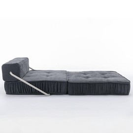 Udorich Folding Sofa Bed, Futon Sleeper Chair, Convertible Floor Couch for Living Room, Guest Room, Small Space, Grey