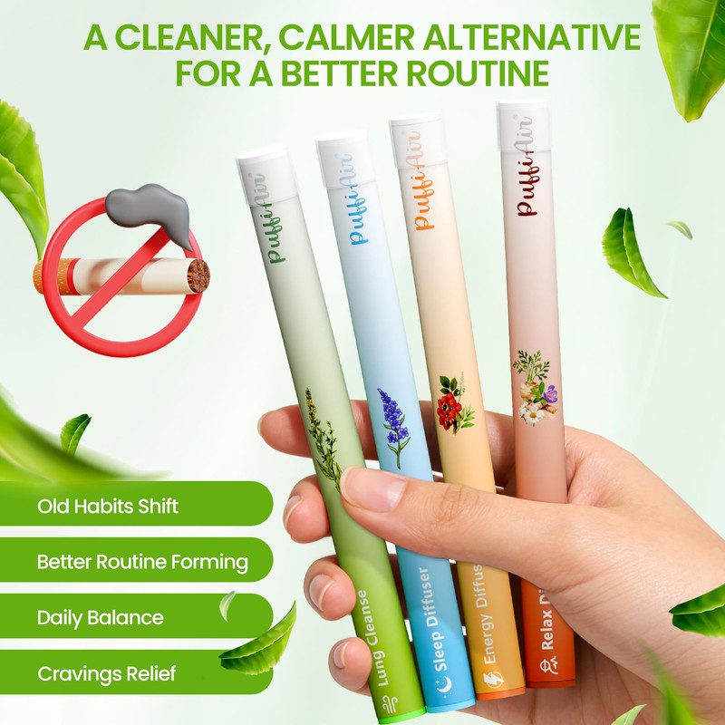 PUFFIAIR Herbal Diffuser Pen 4 Pack, Clean Botanical Aromatherapy Diffusers,