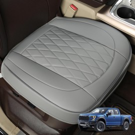 GIANT PANDA Bottom Seat Cover for Trucks&SUV, Front PU Leather Driver Seat Protector Fit for Chevy,Ram,Toyota,GMC,Ford F150 F-Series (Grey-2PCS)