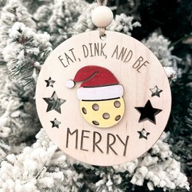 Wooden Christmas Ornaments Funny Cute Pickleball Ornament, Ornament Christmas Decorations for Tree (O61)