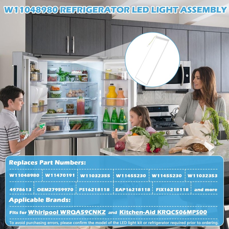 IWIWE W11048980 Refrigerator LED Light Assembly Replacement for Whirlpool WRQA59CNKZ