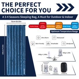 Naturehike Down Sleeping Bag Ultralight Sleeping Bag Compact Portable Envelope Sleeping Bag 650 FP 3 Seasons Winter Sleeping Bag with Small Pack Size for Outdoor Camping Hiking(Blue)