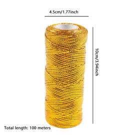 Shengsenfu 1 Roll Decorative Metallic Bakers String, Metallic Gold Silver Twine String Christmas Gold and Silver Twine String Bakers Twine Cord Rope Kraft Paper Tags Gold Elastic Cord Tinsel (Gold)