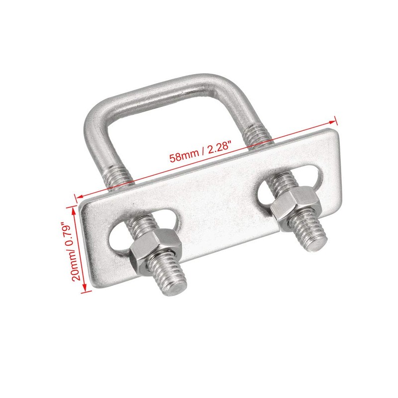 uxcell Square u-Bolts 1"(25mm) Inner Width 50mm Length M6 304
