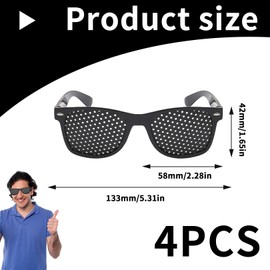 Pack of 4 Grid Glasses Hole Glasses for Eye Training Original Pinhole Glasses, Grid Glasses, Pore Design, for Eye Exercises, Suitable for People with Eye Strain, Everyday Life and Training, Sturdy
