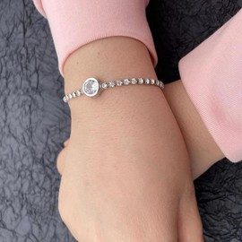 Cubahop Crystals Heart Tennis Bracelets Friendship Hand Accessories Jewellery for Women and Girls