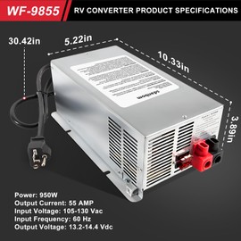WF-9855 55 Amp RV Power Converter - Deck Mount Three-Stage Power Converter/Charger Replacement for 9800 Series,Rv Converter 55 amp for Camper RV Trailer…