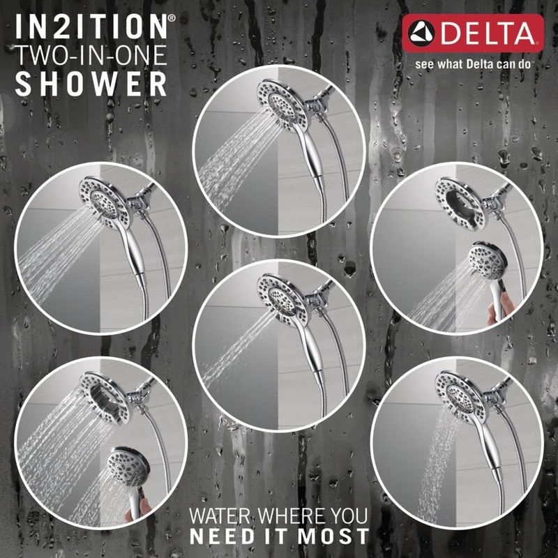 Delta 4-Setting In2ition 2-in-1 Dual Shower Head with HandHeld Spray,