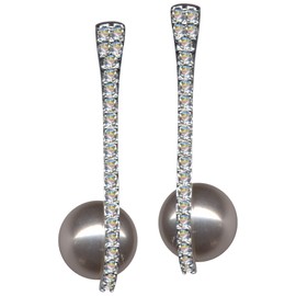 Art Nouveau Design Earrings Art Deco White Pearl Art Nouveau Silver 925 Zirconia Crystals Rhinestone Sterling Silver 925 Love Symbol Motif Style Object White Extravagant Good Transparent 58027,