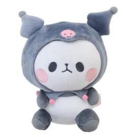 Kamio Japan 167469 Kuromi x Mochi Squishy Panda Manekko Narikiri Plush Stuffed Toy Mochi Mochi Mochimono Sanrio Characters x Mochi Panda