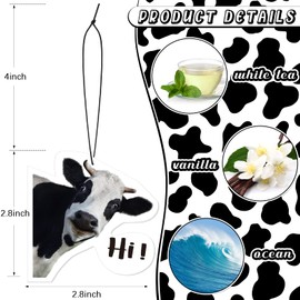 Pack of 8 Cow Air Freshener Car Cow Print Christmas Funny Car Accessories Hanging for Women Men Cow Car Air Freshener Cute Air Freshener Christmas Decorative Ornaments Car Freshener Women and Men