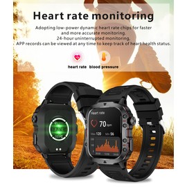 findtime Military Outdoor Smartwatch with Phone Function, Men's Fitness Watch, Pedometer Watch with Heart Rate/Blood Pressure Monitor, Sleep Monitor, Sports Monitor, Calorie Consumption, Mileage,