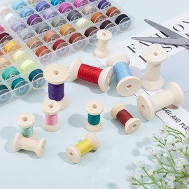 nbeads Pack of 60 2 Sizes Empty Wood Spools, Mini Wooden Spools, Natural Wire Thread Spool for Crafts, Cord, Rope, Chain Roll