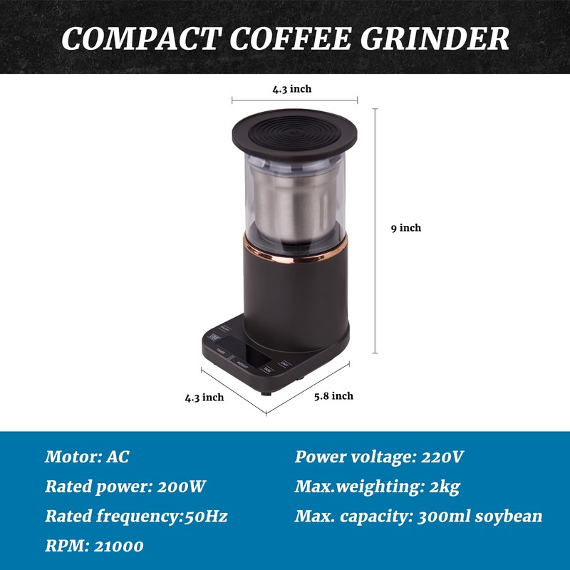 Hakka Electric Coffee Grinder with Scale, Multi-Functions Spice Grinders Small