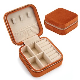 Plush Velvet Travel Jewelry Case Organizer, Small Travel Jewelry Box,Portable Jewelry Box Travel Mini Storage Organizer Portable Display Storage Box For Rings Earrings Necklaces Gifts TRODANCE(Pink)