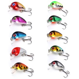 Sougayilang Mini Fishing Lures Micro Crankbait with Treble Hook Fishing Bait 2.6cm/1.6g Fishing Tackle for Freshwater Fishing