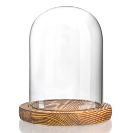 ZEERSHEE ZEERSHEE Glass Display Dome Cloche with Wooden Base for Home Decoration (5.9 x 4.9in)