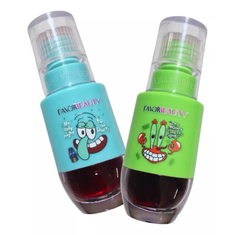 Favorbeauty Tinta Coreanas Kawaii Para Labios Indeleble Bob Esponja 2pcs