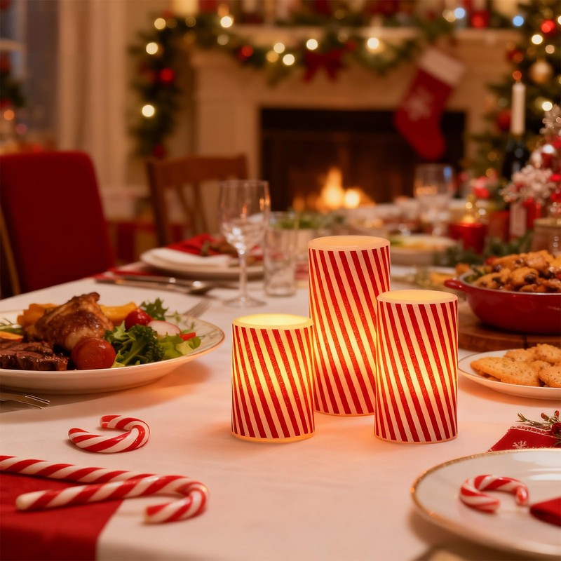 Wondise Christmas Flameless Flickering Pillar Candles with Remote Timer