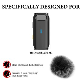 Geekria for Creators Furry Windscreen Compatible with Hollyland Lark M1 Wireless Mic, Mic DeadCat Wind Cover Muff, Fluff Cover Windshield, Wind Noise Reduction (Grey / 2 Pack)