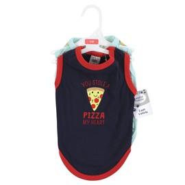 Luvable Friends Dog Pet Dog and Cats Cotton T-Shirts 2pk, Pizza Bananas, Small