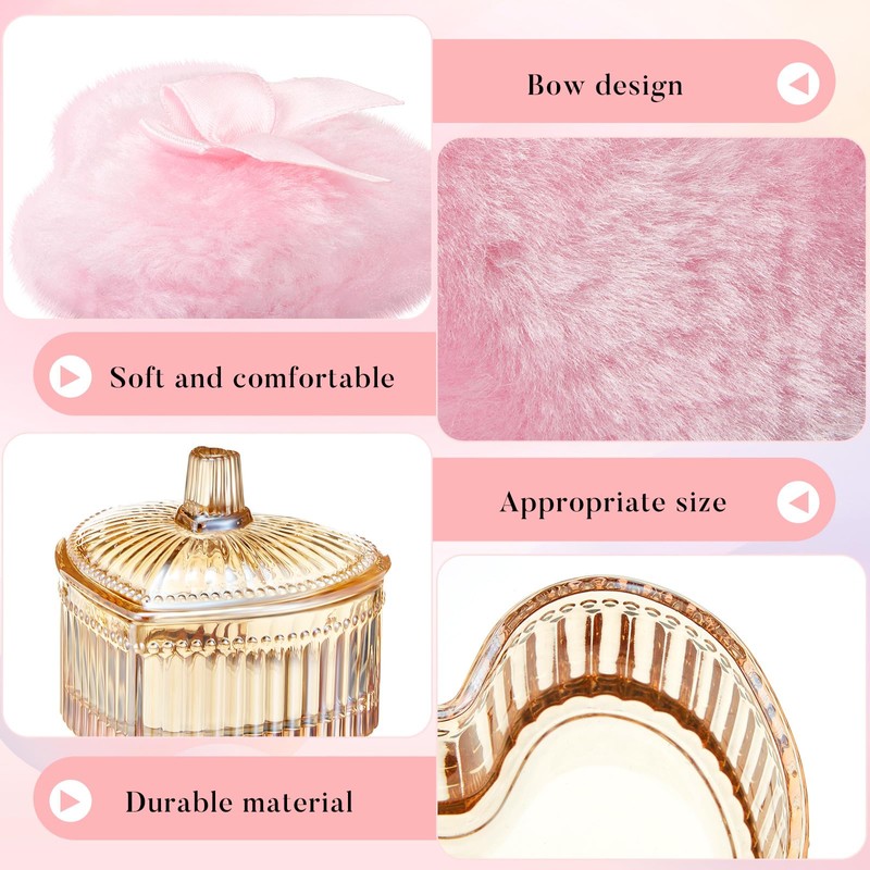 Tioncy 3 Pcs Large Body Powder Puff and Container Valentine's