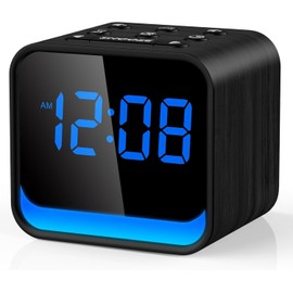 DOUMOSH Alarm Clock Radio for Bedroom, Digital Dimmable Display for Quick Time Overview, Sleep-friendly Light, Natural Alarm Sound and High-Quality FM Radio for Gentle Wake Up