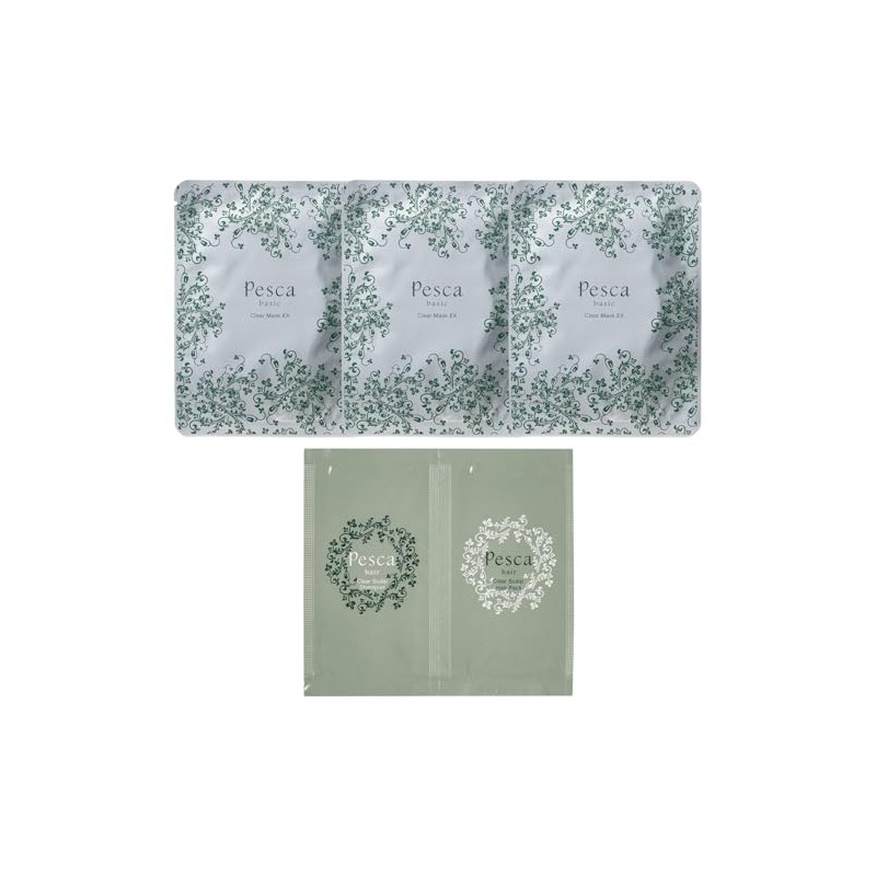 PESCA ペスカ【トライアルセット】クリア マスク EX（3枚）＋クリア スカルプ シャンプー＆ヘアパック サンプル（1包）【お試しセット】