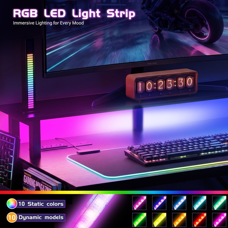 Gaming Desk 54 Inch Computer Table with Storage Shelves &