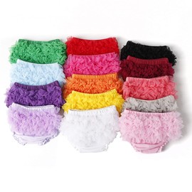 HDLEXD Toddler Infant Baby Girls Lace Ruffle Bloomers Elastic Cotton Tutu Briefs Panties Bottom Shorts White S