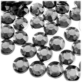 The Crafts Outlet 72pc Flatback Acrylic Rhinestones Round 14mm - Charcoal Gray