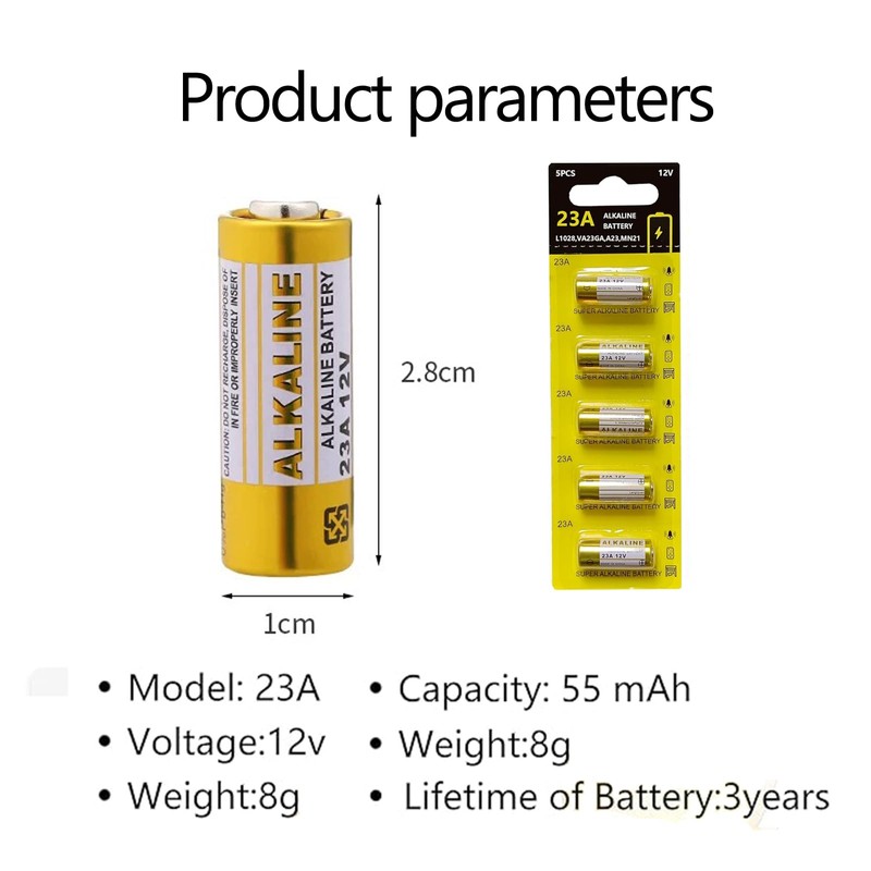 23A 12 Volt Battery, 12V Battery for Remote, Alkaline 5