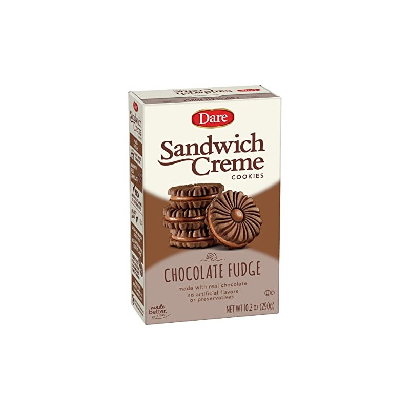 Dare Chocolate Fudge Sandwich Crème Cookies, Plant Based, Kosher, 10.20