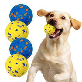 Vannon 4 Pack Dog Balls Interactive Dog Tennis Balls Indestructible Dog Teething Chew Toys for Aggressive Chewers Dog Toy Fetch Balls for Small Medium Dog E-TPU Material Lightweight Bouncy Floating