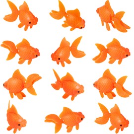 CCOZN 12 Pieces Artificial Fake Fish Aquarium Fish Bowl Tank Terrarium Decoration Moving Floating Glodfish Ornament Orange Plastic Gold Fish Toys for Party Decor