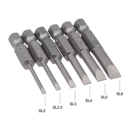 uxcell Slotted Bits Set 6pcs 1/4 Inch Hex Shank SL2-SL6 Magnetic Screwdriver Bit Set 50mm Length S2 Screw Driver Kit Tools