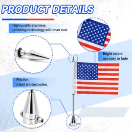 YHTIMIOX Motorcycle Luggage Rack Flag Mount Compatible with Harley Dyna Softail Road King Honda Kawasaki Suzuki (Chrome, American Flag)