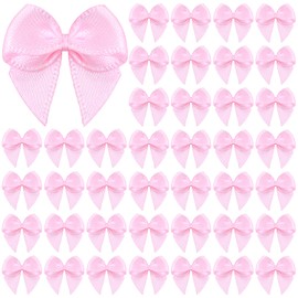60PCS Tinkrstuff Pink Mini Bows for Crafts,Fabric Small Bows for Crafting Decoration,Satin Ribbon Tiny Bow for Clothes Ornament, Cute Accessories DIY Embellishments for Crafts,Gifts,Party,Cakes,Treats