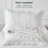 WINLIFE Bright White Ruffled Quilt Set 3pcs Queen 90''x98'' -