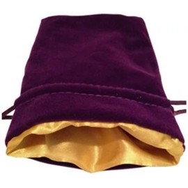 Luxury Velvet Dice Bags with Satin Lining: 4x6 Purple Velvet Dice Bag with Gold Satin Lining
