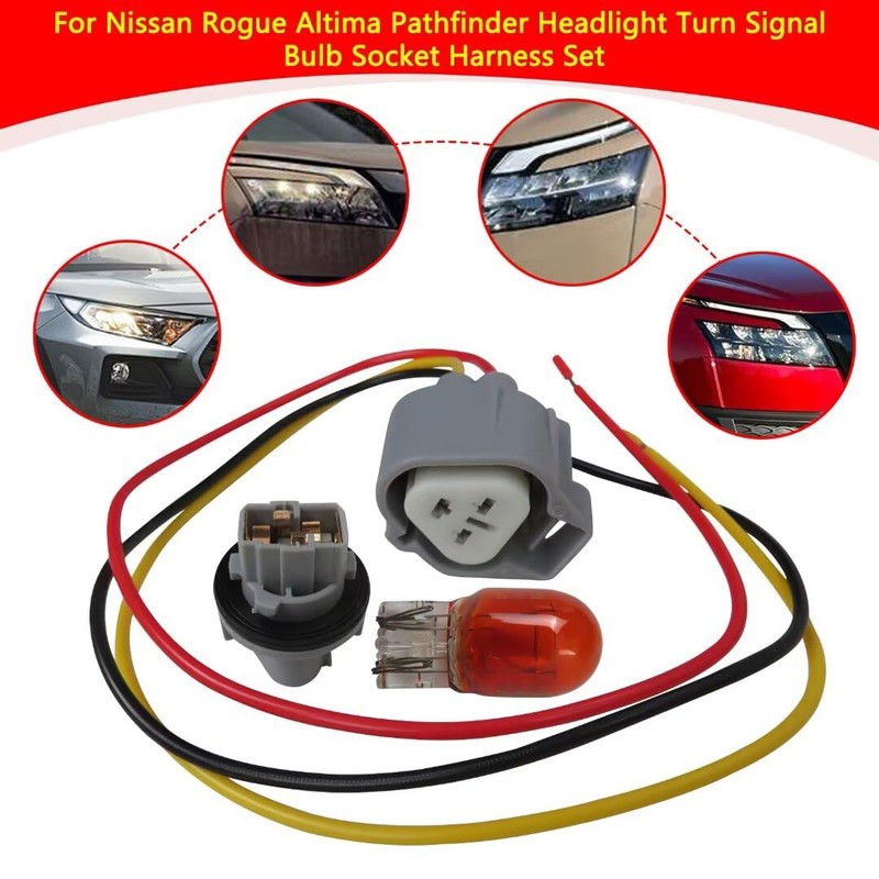 262439B91A Headlight Turn Signal Bulb Socket Harness Set for Toyota