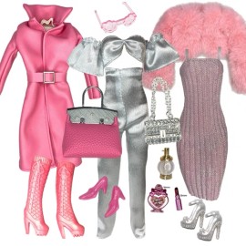 Eledoll Clothes Pink Silver Fashion Pack For 12” Doll PINK BLUSH set