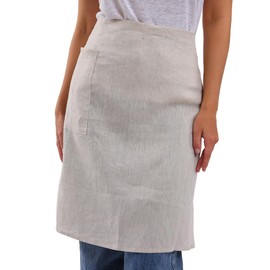 Amazhiyu Linen Apron with pockets, Linen Apron for Men and Women, Casual Solid Adjustable Unisex Apron, for Cleaning/Crafting/Gardening/Barbeque/Pottery/Baking Cross, Linen