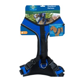 PetSafe EasySport Harness - Durable Padded Fabric, Adjustable Elastic Neckline, Rear-Leash Attachment & Nighttime Reflective Visibility - No Choke or Gag Secure Fit - Medium - Blue